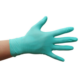 爱马斯（AMMEX）GPFNCHD46100一次性丁腈手套（耐用型，无粉，麻面，绿色）大号 2盒（100只/盒）