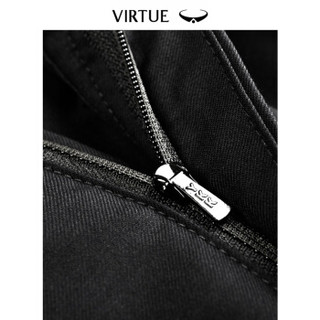 Virtue富绅100%纯羊毛西裤男2019春季新品直筒商务休闲素色西装长裤YKM70143001 黑色 82