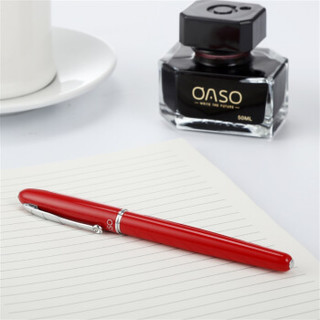 优尚（OASO）钢笔财务特细笔+墨水礼盒套装男女士商务办公书写学生用0.38mm T105红色