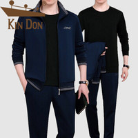 金盾（KIN DON）卫衣 男2019秋冬新款运动卫衣套装男 三件套休闲户外运动服开衫卫衣 716XZ999 藏青 XL