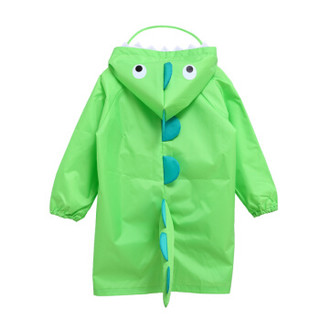 hugmii儿童雨衣立体卡通造型男女童宝宝雨披轻薄透气 绿色恐龙 M