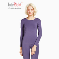 INTERIGHT 女士 50支【京舒棉】舒适轻柔圆领秋衣秋裤 保暖内衣套装 紫罗兰色 L码