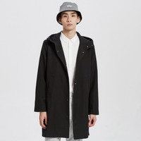 男精致斜纹连帽长款派克风衣 XL 正黑