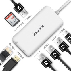 RANVOO 锐舞 9合1 Type-C拓展坞(HDMI+PD+USB3.0*4+千兆网口+读卡器)