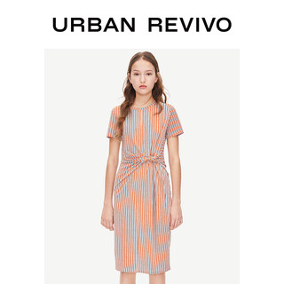 URBAN REVIVO YL13S7ES2003 女士拼色条纹圆领连衣裙