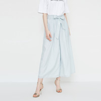 VERO MODA 维莎曼 31826J540 雪纺七分阔腿裤 (160/64A/SR、名族绿色)