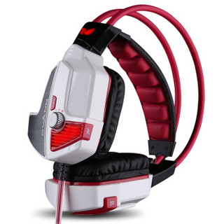 欧凡（OVANN）X60 震动7.1声道游戏影音 头戴式电脑大耳罩耳麦  USB专业游戏竞技耳机 白红色