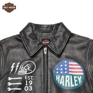 HARLEY-DAVIDSON 哈雷戴维森 男士翻领印花飞行员夹克