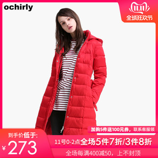 ochirly 欧时力 1JZ3334350 女士中长款羽绒服