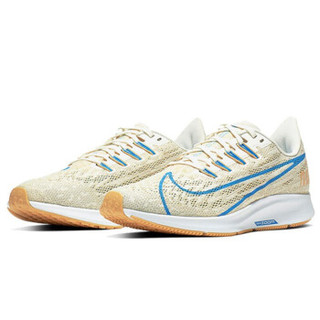 NIKE 耐克 AIR ZOOM Pegasus 36 JDI 女子跑步鞋BV5740 (帆白/淡香草黄/天体金/英雄蓝、38)