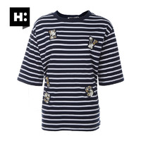 H:CONNECT 10185465 女士圆领条纹休闲T恤