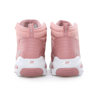 斯凯奇（Skechers）女款时尚高帮潮流轻便舒适绒里熊猫运动休闲鞋66666138 玫瑰红色/ROS 36