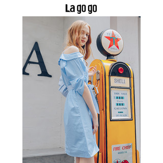 La·go·go 拉谷谷 一字领吊带连衣裙