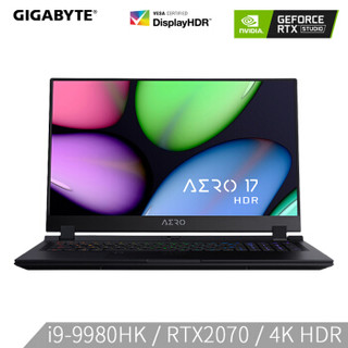 GIGABYTE 技嘉 Aero17-XA 17.3英寸游戏本(i9-9980HK、16GB、512GB、RTX 2070 、4K)