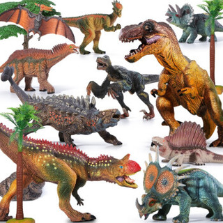 活石 恐龙玩具仿真模型套装 10只套装（送8颗树+2个石头+1本恐龙手册）