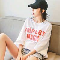 HSTYLE 韩都衣舍 JZ11146 女士中长款T恤