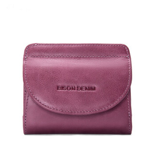 美洲野牛女士钱包时尚气质优雅零钱包大简约女款卡包N3274-1P紫色