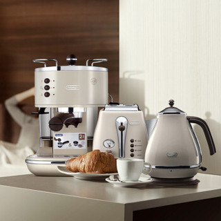 Delonghi 德龙 咖啡机三件套 Icona系列 CTO2003多士炉+ECO310半自动咖啡机+KBOV2001电水壶 白色