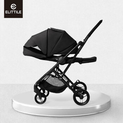 elittile婴儿推车可坐可躺轻便折叠双向高景观伞车宝宝手推车 炫酷黑 第五代双向版