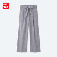 UNIQLO 优衣库 413124 蝴蝶结麻棉宽腿裤 