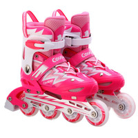 美洲狮（COUGAR）溜冰鞋儿童轮滑鞋男女可调旱冰鞋闪电单鞋MZS835L-12粉红色M码