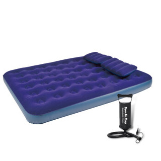 吉龙 充气床垫 露营气垫床 蓝色植绒 双人标准款（赠2个枕头+1个手拉泵）203*152*22cm