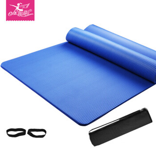 金啦啦瑜伽垫185*80cm加长加宽加厚12MM运动健身垫 送网包 蓝色