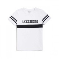 Skechers斯凯奇童装 新款休闲舒适T恤衫圆领短袖衫男童短袖t恤 150 亮白色