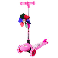 超级飞侠儿童滑板车 2-6-12岁 三轮可折叠踏板车 可升降闪光摇摆车粉色