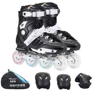 纬球 溜冰鞋成人专业轮滑鞋全闪滑冰鞋WQ-T1704-B-41黑色41码