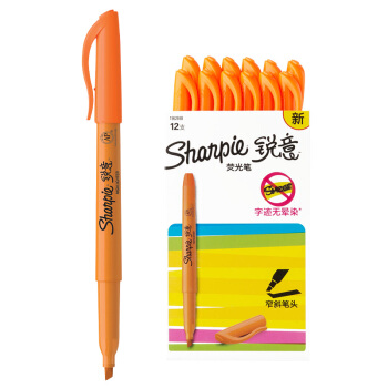 Sharpie 锐意 荧光笔 12支/盒 多色可选 橙色