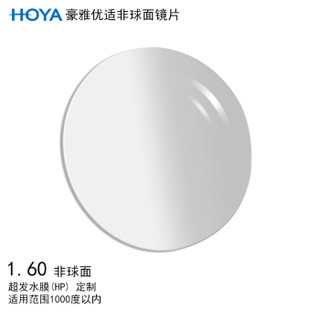 豪雅（HOYA）优适非球面眼镜片1.60 超发水膜（HP）树脂远近视配镜定制一片装