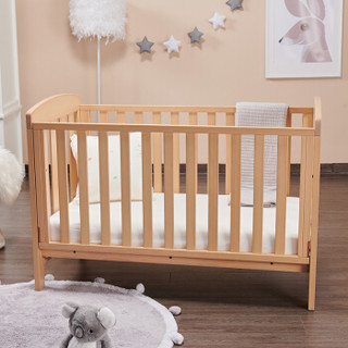 澳洲Boori爱丽丝婴儿床 多功能进口实木儿童床新生儿宝宝拼接床  杏仁色+原装床垫