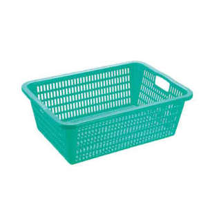 惠而信Welshine 0044-方筛 绿色篮子塑料长方形方筛沥水篮塑料筐长方收纳筐洗菜篮水果筛 100个装/箱