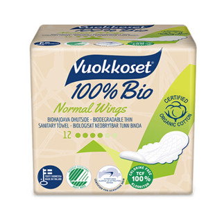 维可丝Vuokkoset 天然棉超呼吸日用护翼型卫生巾 225mm 12片 芬兰原装进口