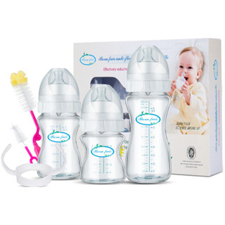 邦霏奶瓶套装 新生儿奶瓶 玻璃奶瓶 宝宝奶瓶防胀气 婴儿用品礼盒 宽口径仿母乳奶瓶带手柄 储奶盖 奶瓶刷