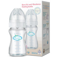 邦霏(BORN FAIR)奶瓶 婴儿奶瓶 新生儿奶瓶 玻璃奶瓶 宝宝奶瓶 防胀气宽口径奶瓶仿母乳质感180ML(M号奶嘴)