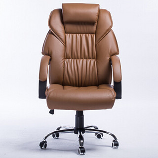 盛浪 电脑椅 办公家用书房休闲人体工学皮质大班椅  棕色老板椅