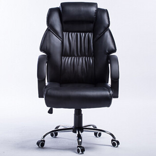 盛浪 电脑椅 办公家用书房休闲人体工学皮质大班椅  黑色老板椅