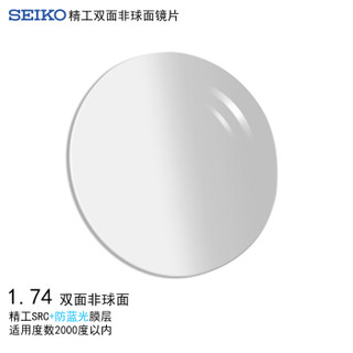 精工(SEIKO)单焦点双非球面眼镜片1.74 SRC+BR防蓝光膜层树脂远近视配镜定制一片装
