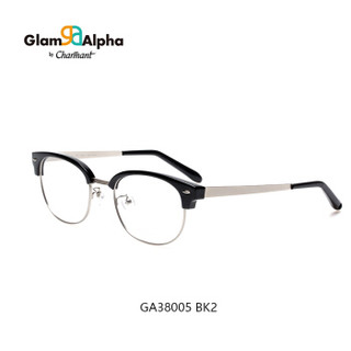 夏蒙（Charmant）2018新款GA38005 新款光学眼镜架男士全框复古时尚新潮眼镜框可配近视 黑色（银色镜腿）BK2