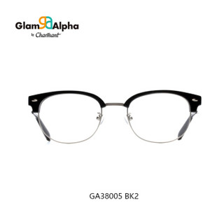 夏蒙（Charmant）2018新款GA38005 新款光学眼镜架男士全框复古时尚新潮眼镜框可配近视 黑色（银色镜腿）BK2