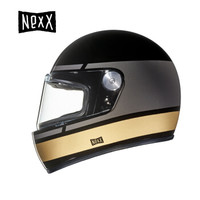 NEXX X.G100R Record 亚洲版型 复古全盔四季碳纤维复合材料电动摩托车头盔 黑金色 XXL