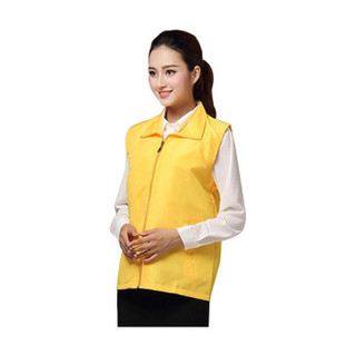 谋福 8863 广告促销背心 高领双层马甲 宣传志愿者红马甲 翻领款 黄色 L 3件装