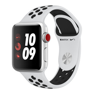 Apple Watch Series 3苹果智能手表（GPS+蜂窝款 38毫米 银铝金属表壳 白金配黑 Nike 运动表带 MQR42CH/A）