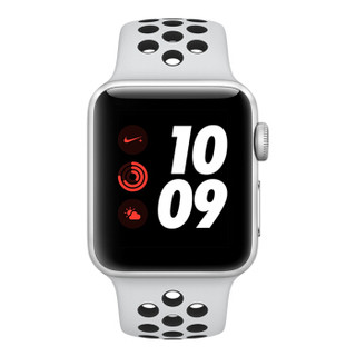 Apple Watch Series 3苹果智能手表（GPS+蜂窝款 38毫米 银铝金属表壳 白金配黑 Nike 运动表带 MQR42CH/A）