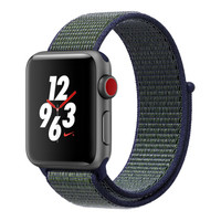 Apple 苹果 Watch系列 Watch Series 3 GPS+蜂窝款 智能手表 38mm 深空灰 绿色织布回环式表带 16GB（ECG、GPS、北斗、扬声器、温度计）