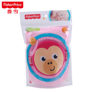 费雪（Fisher Price）婴儿干发帽宝宝洗头帽快速吸水帽子可爱卡通柔软弹性带速干儿童洗发帽 粉色小猴