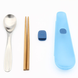 哲品创意便携餐具勺子筷子套装旅行环保餐具整套筷活2.0蓝色