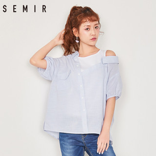 Semir 森马 1D-038040002 女士条纹衬衣 